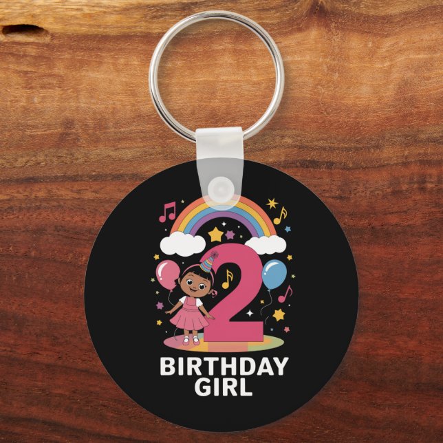 Two Year Old Birthday Girl Cute 2nd Birthday  Key Ring (Front)