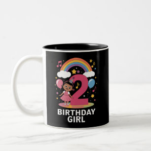 Two Year Old Birthday Girl Cute 2nd Birthday  Two-Tone Coffee Mug