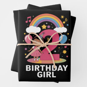 Two Year Old Birthday Girl Cute 2nd Birthday  Wrapping Paper Sheet