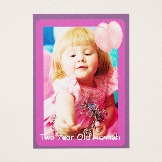Two Year Old  Girls Birthday Photo Cards (Front)