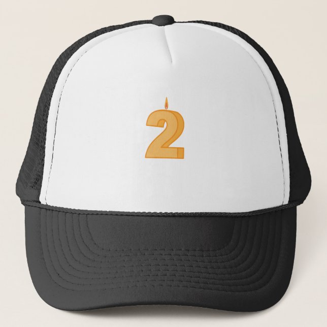 Two year old happy birthday trucker hat (Front)