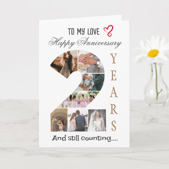 Two Year Wedding Anniversary Photo Card (Small Plant)