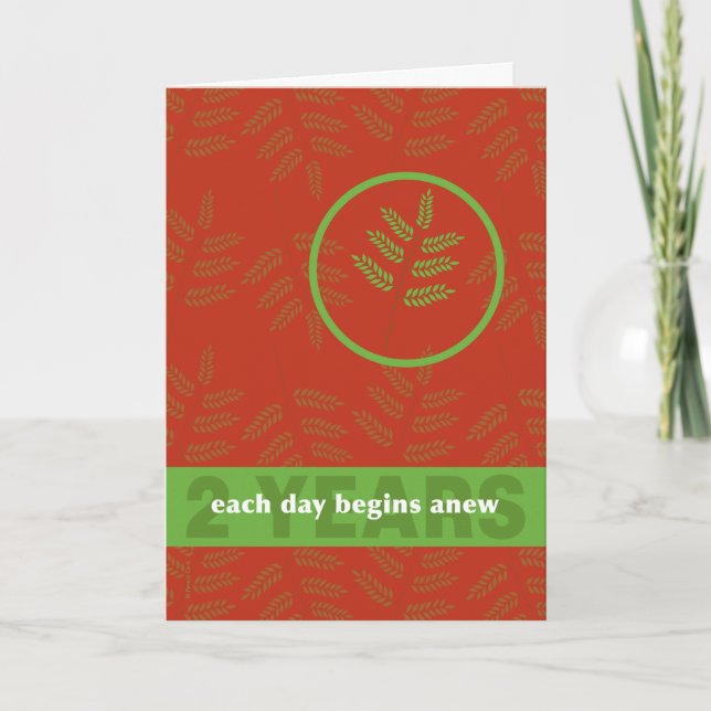 Two Years a Day at a Time Recovery New Leaf Card (Front)