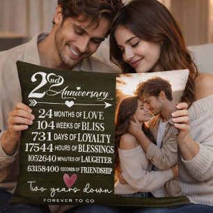 Two Years Down Forever to Go Romantic Gift Cushion