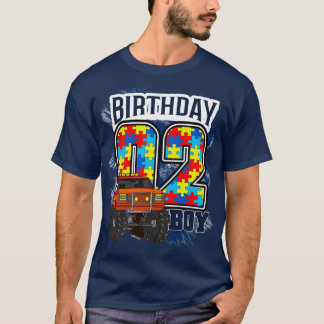 Two Years Old Birthday Autism Love Monster Truck P T-Shirt