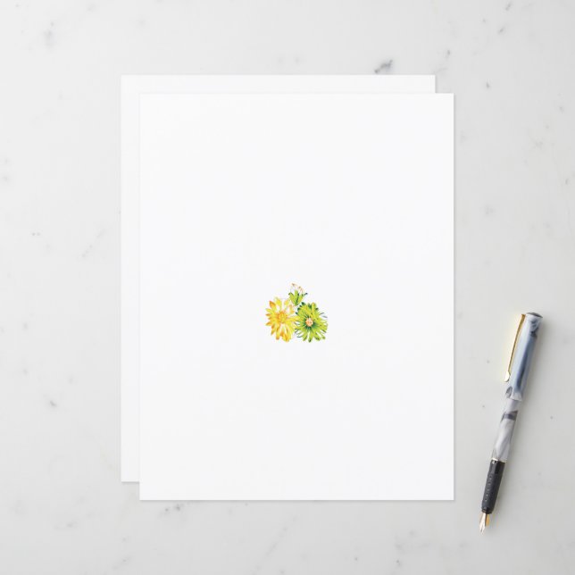 Two yellow and green flowers on a white background (Front/Back In Situ)