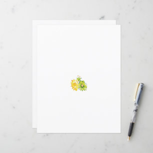 Two yellow and green flowers on a white background