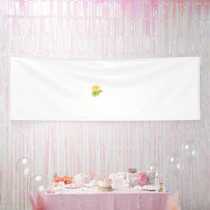 Two yellow and green flowers on a white background banner