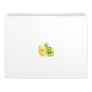 Two yellow and green flowers on a white background calendar