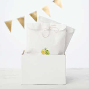 Two yellow and green flowers on a white background favour bag