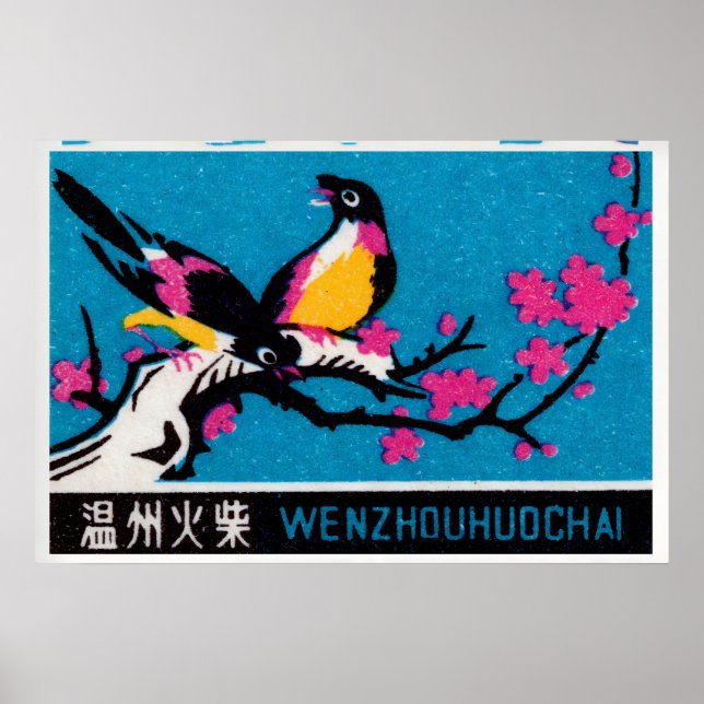 Two Yellow Birds - Matchbox Print - Aesthetic Wall (Front)