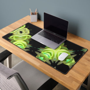 Two yellow heart in black from gold desk mat