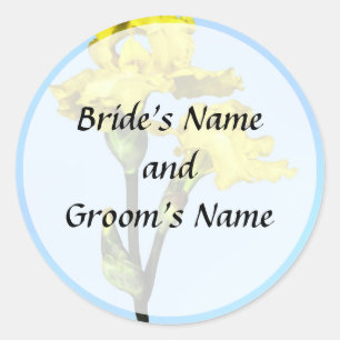 Two Yellow Irises and Buds Save the Date Classic Round Sticker