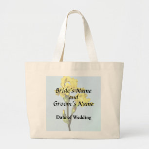 Two Yellow Irises and Buds Wedding Products Large Tote Bag