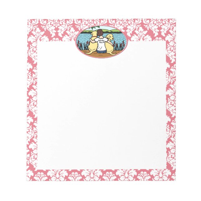 Two Yellow Labradors and Mum Notepad (Front)