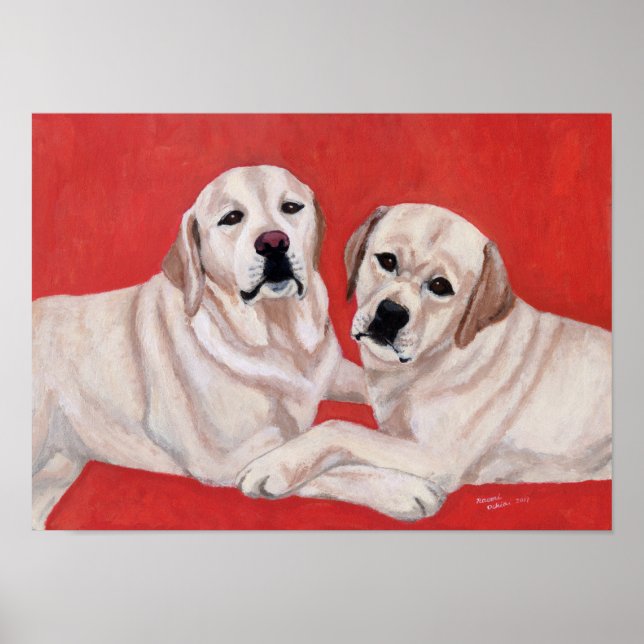 Two Yellow Labradors Artwork Poster (Front)
