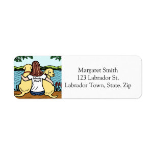 Two Yellow Labradors Mum Long Return Address Label