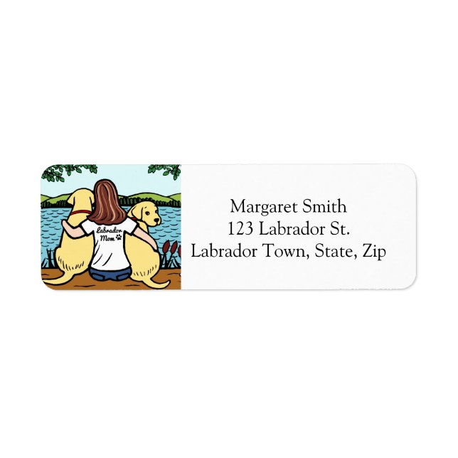 Two Yellow Labradors Mum Long Return Address Label (Front)