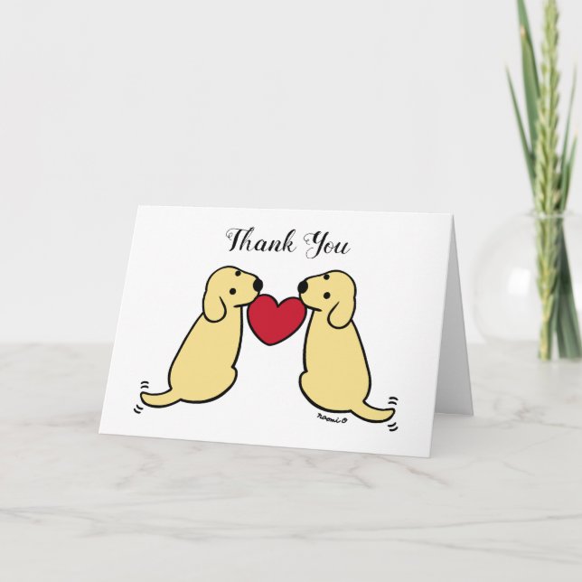 Two Yellow Labradors with Heart Thank You (Front)