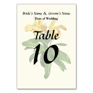 Two Yellow Lady Slipper Orchids Wedding Products Table Number