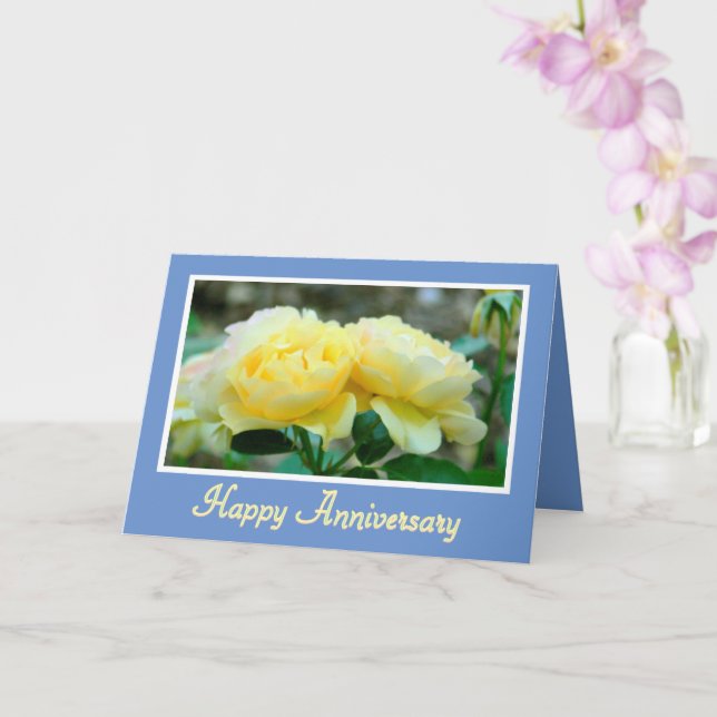 TWO YELLOW ROSES/HAPPY ANNIVERSARY/GREAT COUPLE CARD (Orchid)