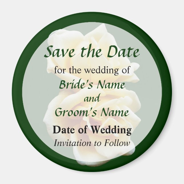 Two Yellow Roses Save the Date Magnet (Front)