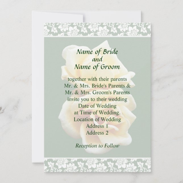 Two Yellow Roses Wedding Invitation Set (Front)