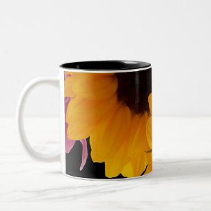 Two yellow sunflowers Two-Tone coffee mug