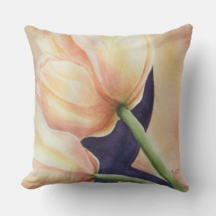 TWO YELLOW TULIP FLOWERS PATIO CUSHION
