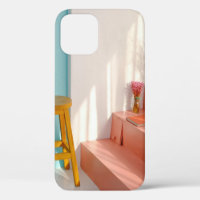 Two yellow wooden bar stools