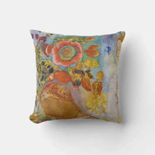Two Young Girls among Flowers, Redon Cushion