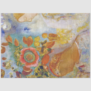 Two Young Girls among Flowers, Redon Tissue Paper