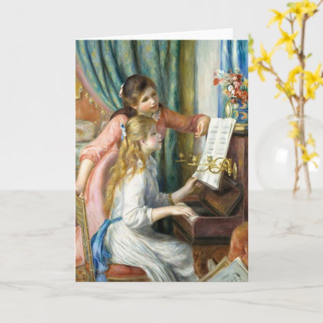 Two Young Girls at the Piano by Auguste Renoir Art Card (Yellow Flower)