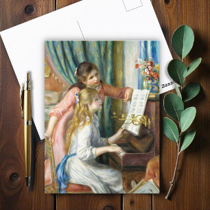Two Young Girls at the Piano by Auguste Renoir Art Postcard