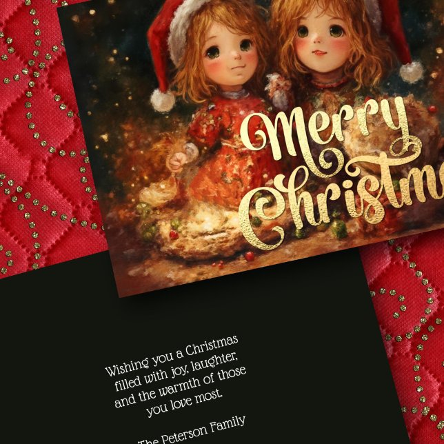 Two Young Girls Celebrating Christmas Card (Creator Uploaded)