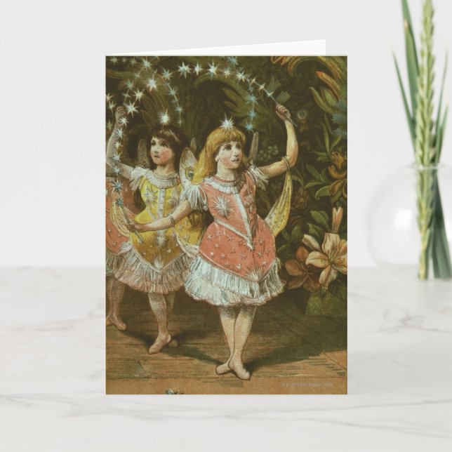 Two young girls perform ballet holiday card (Front)