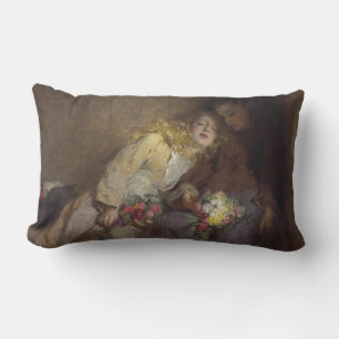Two Young Girls Returning Home Lumbar Cushion
