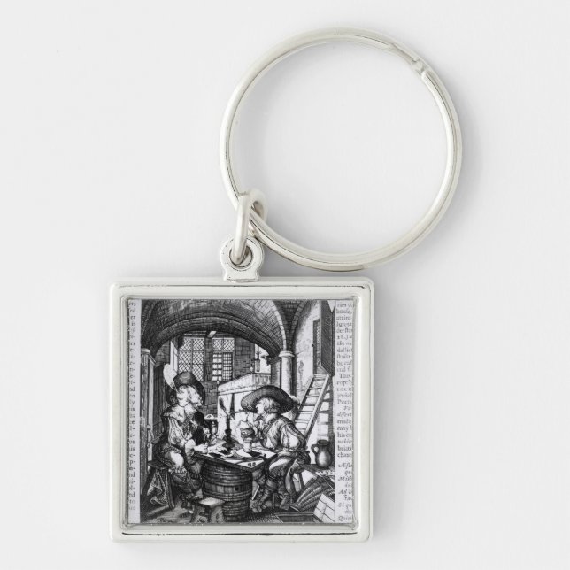 Two Young Noblemen Smoking, A Pro-Smoking Key Ring (Front)