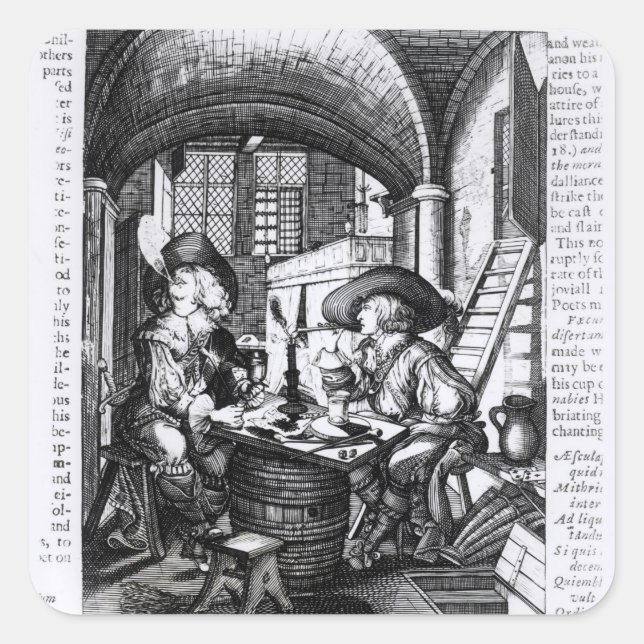 Two Young Noblemen Smoking, A Pro-Smoking Square Sticker (Front)