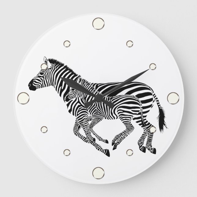 Two  Zebra Wall Clock (Front)