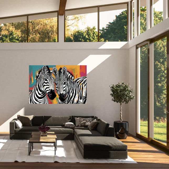 Two Zebras Modern Art Poster (Two Zebras Modern Art Poster)