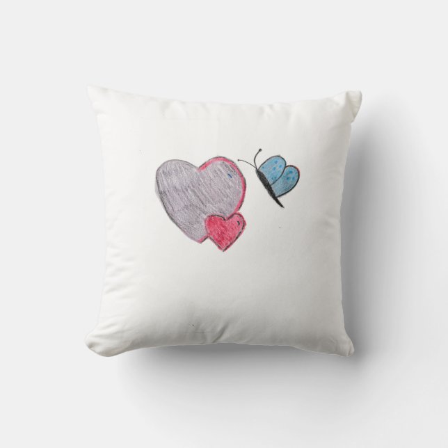 Twos Hearts with Butterfly  Cushion (Front)