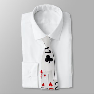 Twos In A Pattern, Poker Cards, Mens Silky Tie
