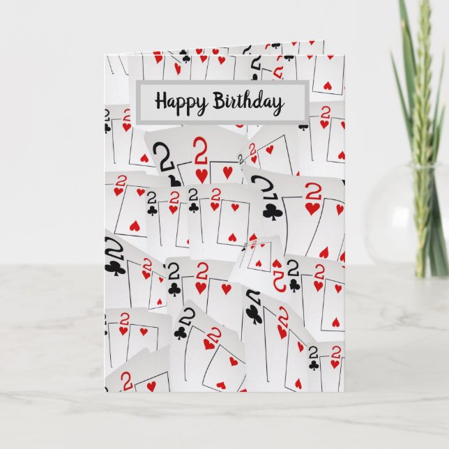Twos Poker Cards Layered Birthday Card, (Front)