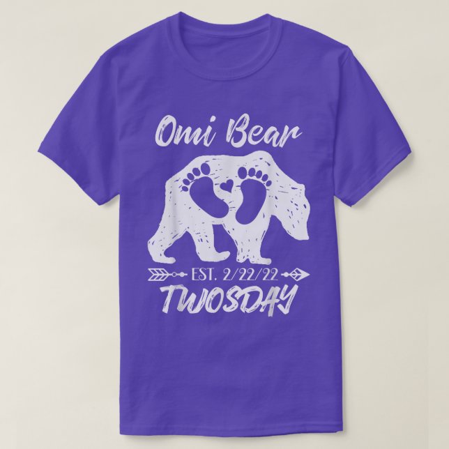 Twosday Omi Grandma Bear New Baby Girl Boy Announc T-Shirt (Design Front)