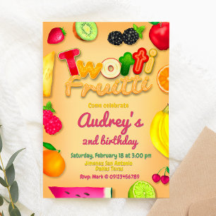 Twotti Fruitti - Fruits Birthday Yellow Invitation