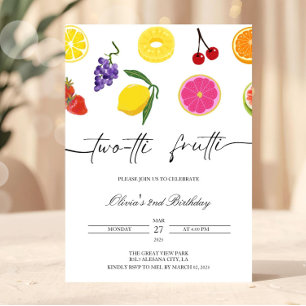 Twotti Frutti 2nd Birthday Invitation Fruit Party
