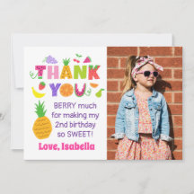 TWOtti Frutti Birthday Photo Thank You Card