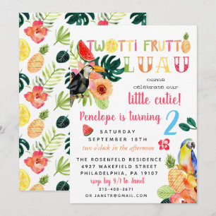 Twotti Frutti Luau Birthday Party Invitation
