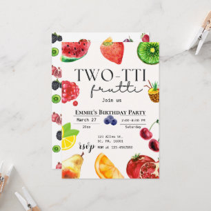 TWOtti Frutti Tropical Fruit Summer 2nd Birthday  Invitation
